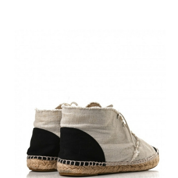Chanel Lace Up High Top Espadrilles sz 40 beige black - Picture 4 of 9